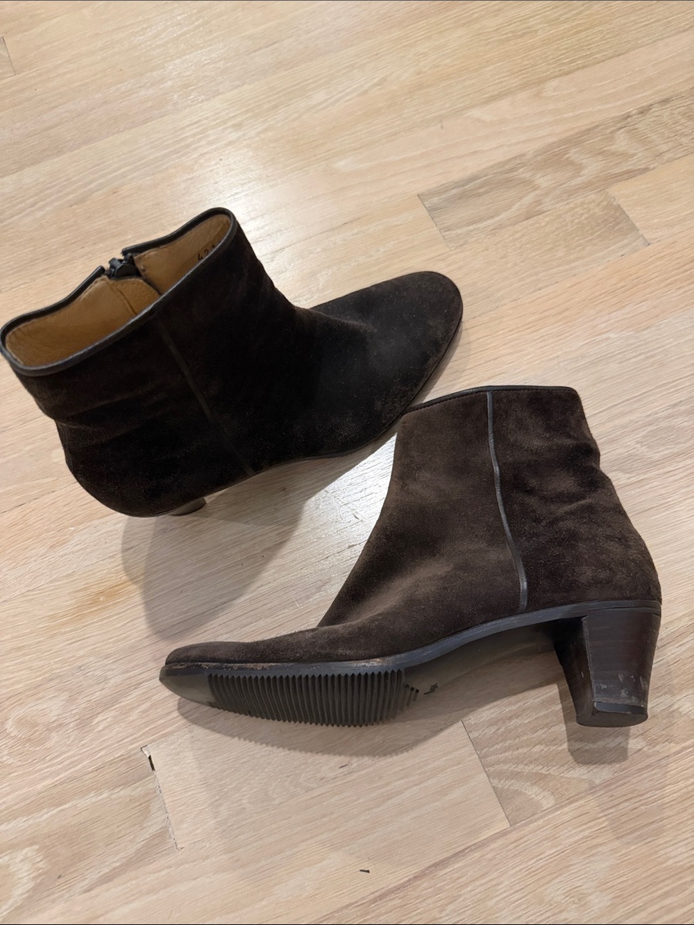 Gravati Women’s Dark Brown Suede Ankle Booties with Low Block Heel